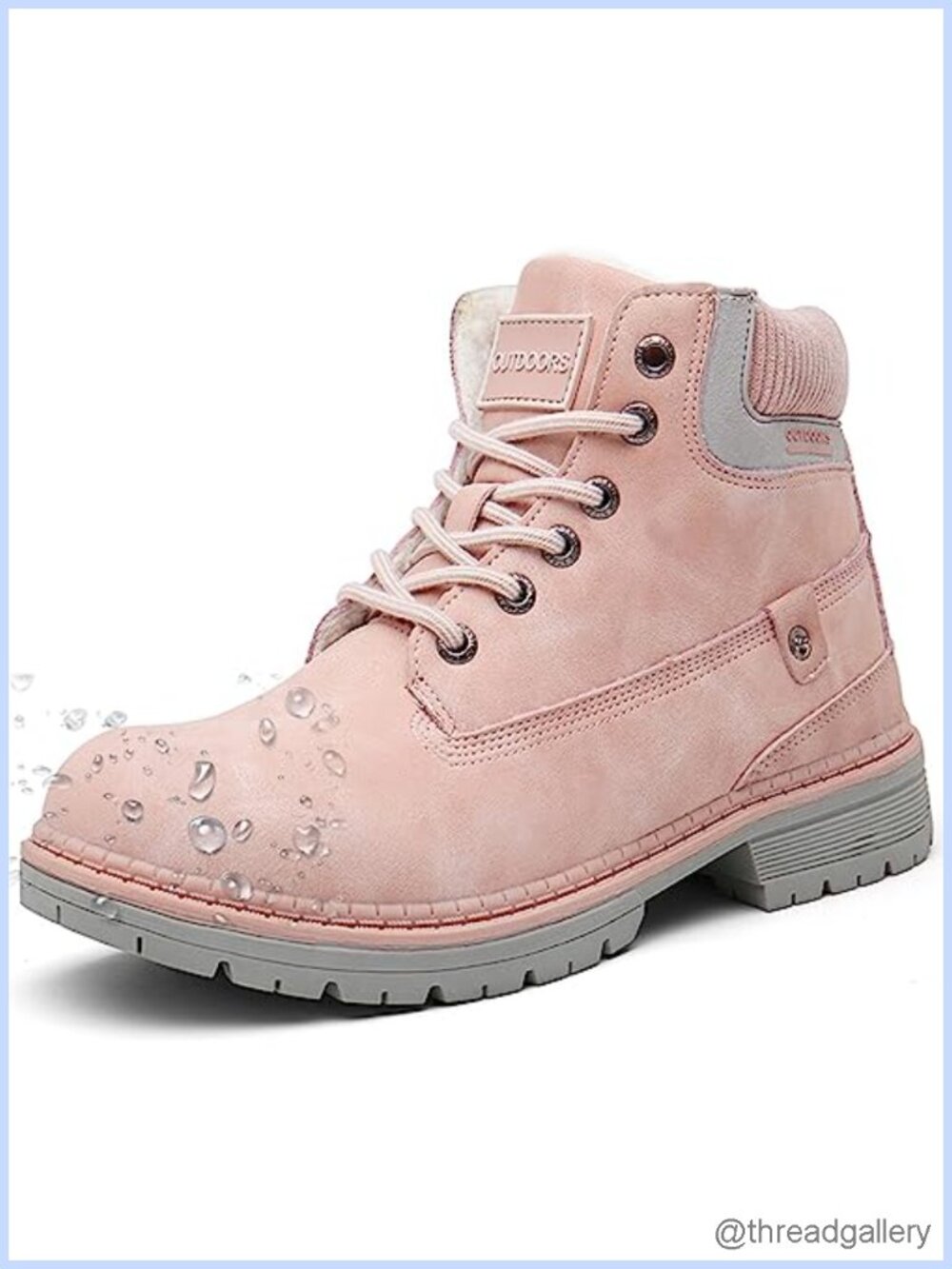 Eagsouni Winter Snow Boots PU Synthetic Leather Lace-Up Ankle Booties